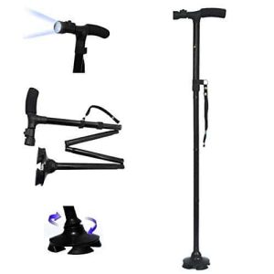 Sturdy Trusty Cane Folding Cane Walking Stick with led Light, for Old Men, Women