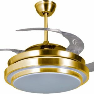 MODI 220V LED ceiling light with fan adjustable 3 color change with remote control gold color