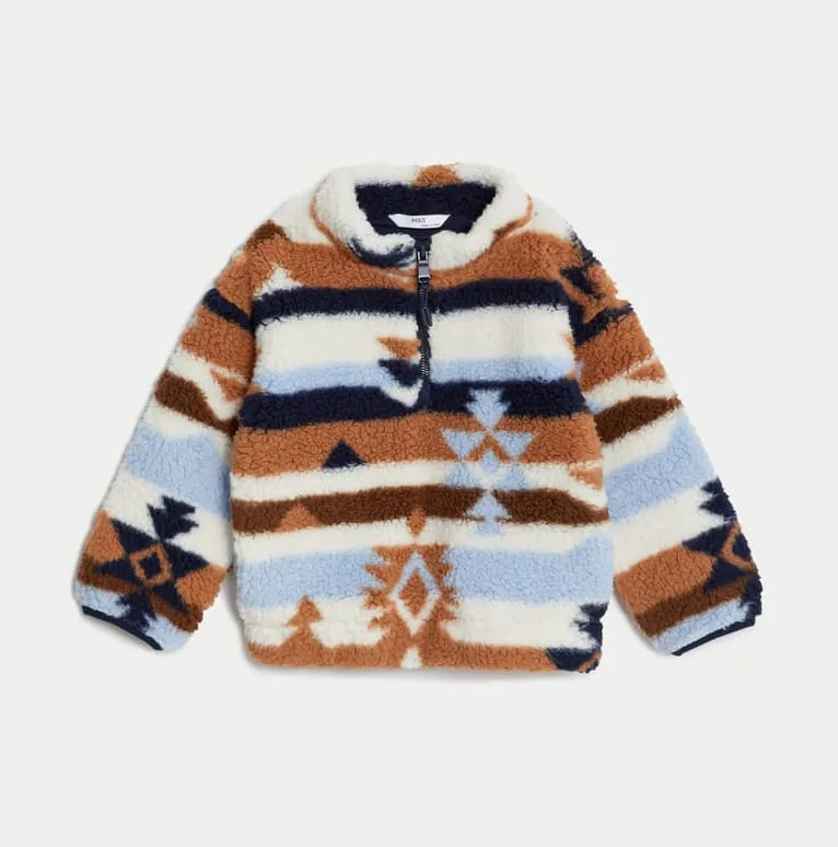 Printed Borg Half Zip Top (2-8 Yrs)