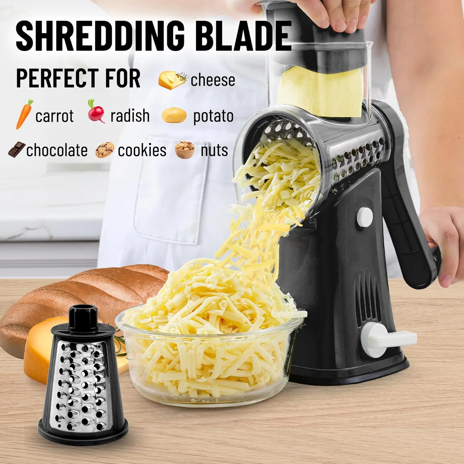 Zulay Kitchen Cheese Grater Hand Crank