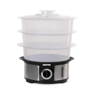 Geepas Food Steamer 12L Capacity - 3 Tiers - 75 minutes