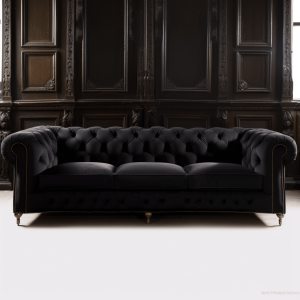 Chesterfield Collection Black Velvet Sofa