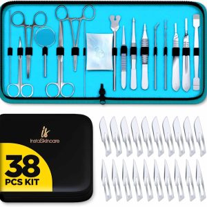 InstaSkincare Advanced Biology Lab Anatomy Medical Dissecting Dissection Kit Set with Scalpel Knife Handle Blades - 20 Pieces