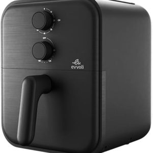 evvoli Air Fryer 3.8 Liters with Timer Temperature Adjustable Control and 8 Preset Programs, 1600W, EVKA-AF3801B, Black