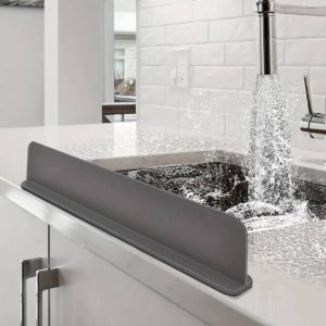 Silicone Sink Splash Guard with Suction Cups - 1pc, Uncharged, Non-Toxic, Dishwasher Safe Water Barrier for Kitchen and Laboratory Use