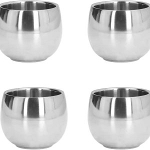 Tea Coffee Mug 4Pcs Stainless Steel Coffee Cup, Coffee Mugs Camping Cup Double Walled Insulated Coffee Mug Reusable Metal Espresso Cup Mug Tea Cups