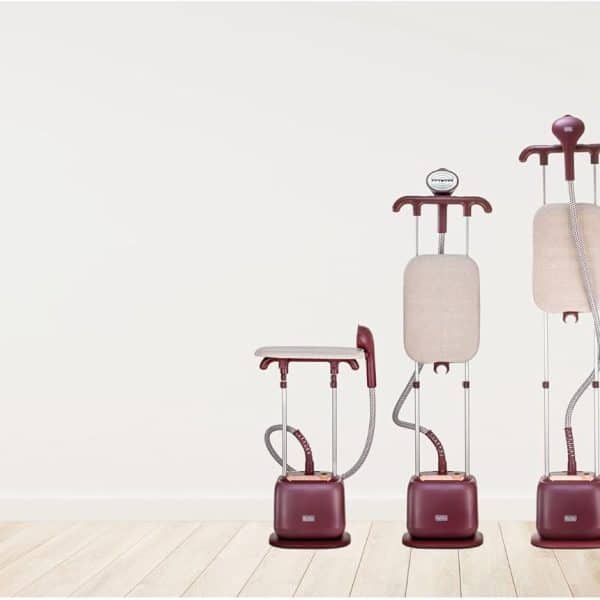 BLACK+DECKER Double Pole Garment Steamer, 2400W, 2L Tank, 10 Steam Settings, Horizontal & Vertical Ironing Board, 35g/min Steam Rate, Anti-Kink Tube, Auto Shut-Off, Dark Red - GSTD2450-B5