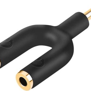 CableCreation Headphone Splitter Adapter,Aux Stereo Y Jack Splitter Adapter 3.5mm Male to 2 Port 3.5mm Female for Headset,Earphone, iPhone,iPad,iPod, Samsung, LG, Tablets, MP3 players&more, Black