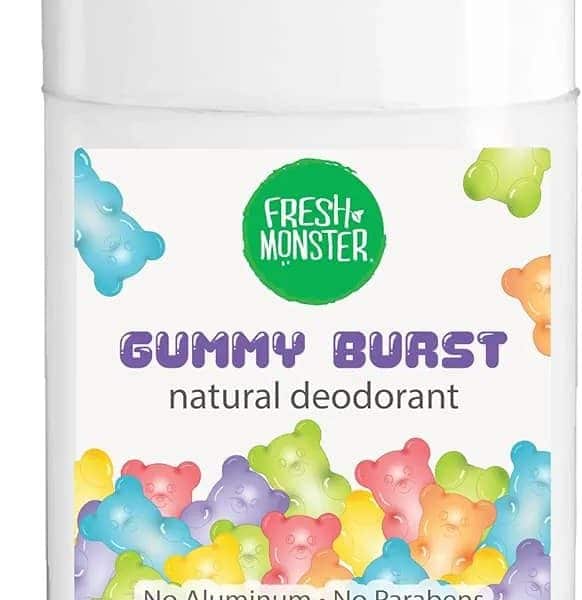 Fresh Monster Natural Deodorant for Kids & Teens, Aluminum Free, Paraben Free, Hypoallergenic Deodorant, Gummy Burst (1.76oz)