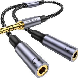 MOSWAG Headphone Splitter, 3.5mm Male to 2 Female Y Splitter AUX Cable Compatible with MP3, PS4, Speakers, Headphones, Speakers, Tablets