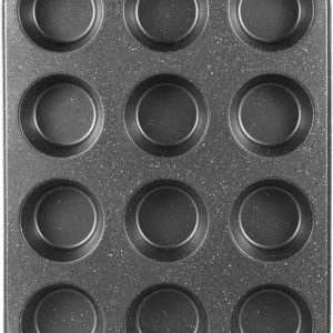 Walooza 12-Cup Nonstick Muffin & Cupcake Baking Pan – Heavy-Duty Tin for Cheesecakes, Oven & Toaster Use