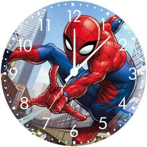 MULTI BLISS® Wall Clock, 12 Inch Glossy Wall Clock, Wall Clock for Kids in Living Room, Wall Clocks for Boys & Kids, Spiderman Bedroom Clocks, Wall Clock Set- Room Decor. (Theme SpiderMan)