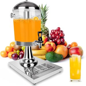 Jaffiust Beverage Dispenser, 8L Drink Dispensers for Parties, Hot Cold Drink Dispenser with Ice Container and Stainless Steel Drip Trays for Parties Buffet Catering Cold Drinks and Beer
