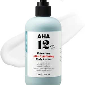 RELAX DAY AHA EXFOLIATION BODY LOTION Glycolic Acid 12% (300g) Korean skincare- Exfoliating and Rejuvenating- Smooth removal of dead skin cells - Unscented - Paraben Free