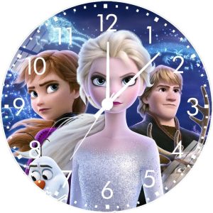 MULTI BLISS® Wall Clock, 12 Inch Glossy Wall Clock, Frozen Wall Clock, Elsa and Anna Wall Clocks for Kids and Girls Bedroom & Living Room. (Theme Elsa)