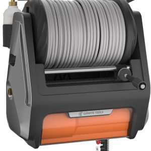 Giraffe Tools Grandfalls Electric Wall-Mounted Pressure Washer Pro – 3700 PSI, 1.6 GPM, 100FT Retractable Hose, 4 Nozzles & Foam Cannon for Cars and Patios – Dark Silver