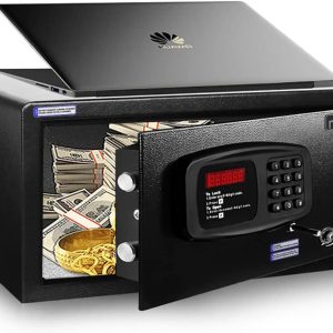 Rubik Hotel Safe Box Large Steel Strongbox with Hotel Style Digital Lock and Key Entry for Home Office Business (Size 42x20x37cm) Protect Money Laptop Jewelry A4 Documents
