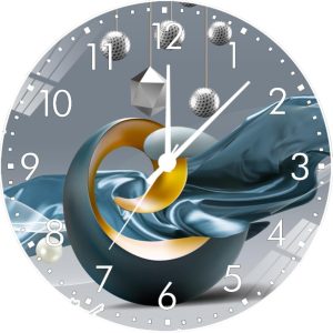 MULTI BLISS® Wall Clock, 12 Inch Wall Clock, Glossy Wall Clocks for Kids in Living Room, Metal Frame Mute No Tick Office Living Room Bedroom Dining Room Wall Clock Decorative. (Theme Golden)
