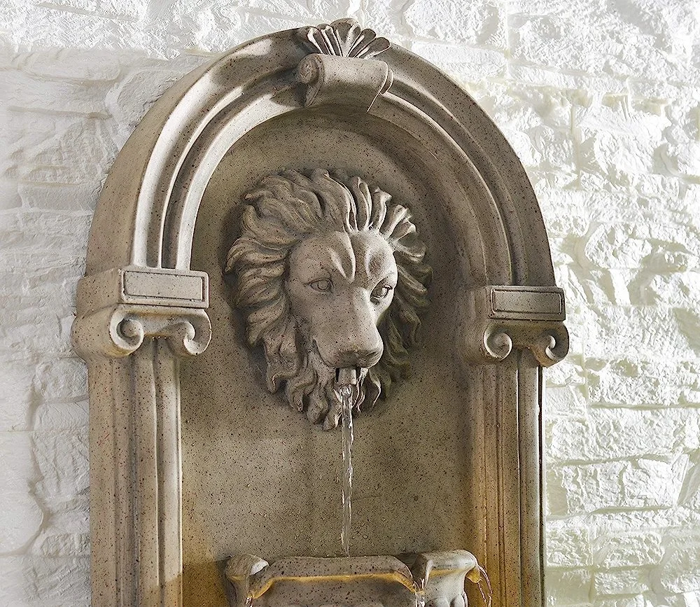 Stone Finish Polyresin Indoor/Outdoor Lion Head Wall - Image 7