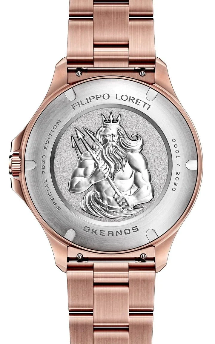 OKEANOS Rose Gold Green Link Watch - Image 4