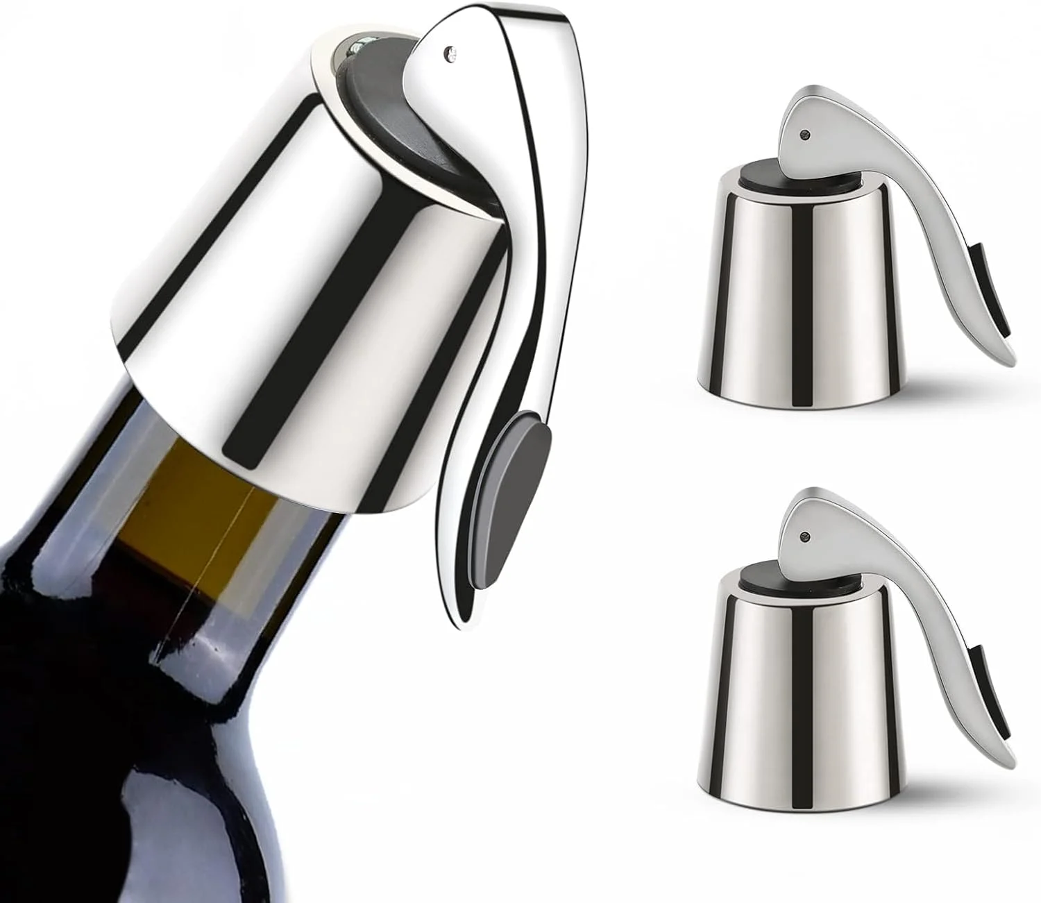 2-Pack Reusable Stainless Steel Wine Bottle Stoppers