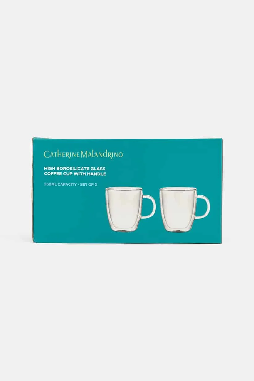 Catherine Malandrino  Set 2 Of High Borosilicate Glass Coffee Cup With Handle 350 ml