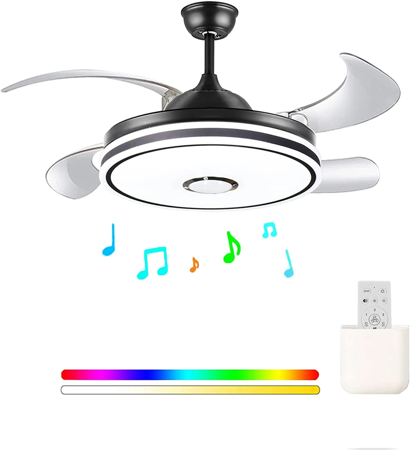 Ceiling Fan Light with Bluetooth Speaker & Color Changing Lights