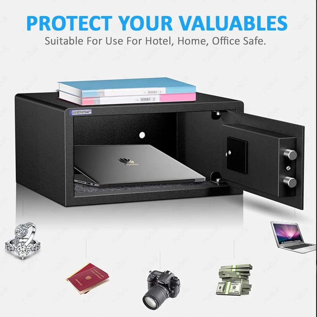 Rubik Hotel Safe Box Large Steel Strongbox with Hotel Style Digital Lock and Key Entry for Home Office Business - Image 3