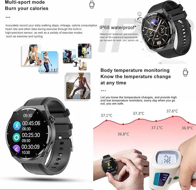 wgzixezn Non-invasive Blood Glucose Sugar Smart Watch - Image 4