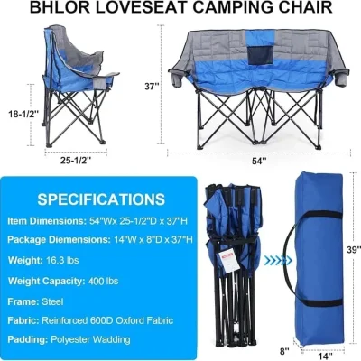 BHOLR Ourdoor Loveseat Folding Double Camping Chair Portable Love Seat for Outdoors Travel Picnic Foldable Chairs for 2 Person7.jpg
