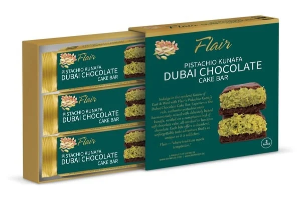 Flair Pistachio Kunafa Cake Bar Gift Box