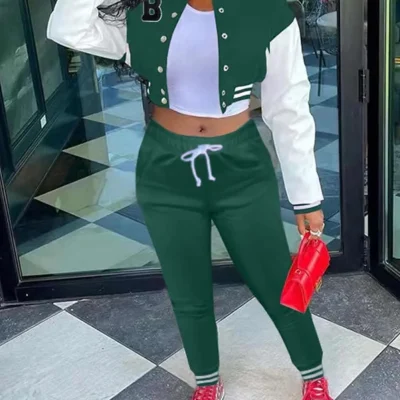 Fooullaide Womens Varsity Jacket Sweatsuit 2 Piece Tracksuit Crop Top Button Down Letterman Jackets Pants Sets8.jpg