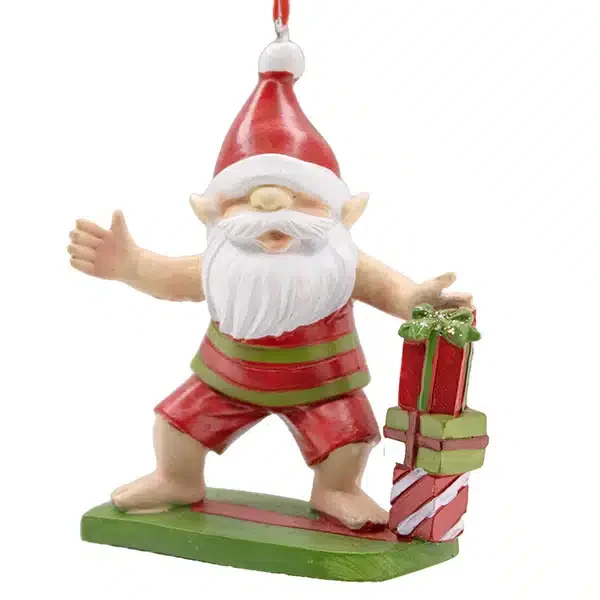 Gnome on Sled Hanging Ornament