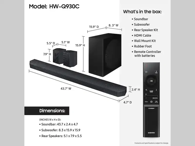 Samsung 9.1.4Ch Wireless Soundbar with Dolby Atmos/DTS:X 4 Up Firing Speakers In Built Subwoofer Bluetooth Connectivity Black - Image 5