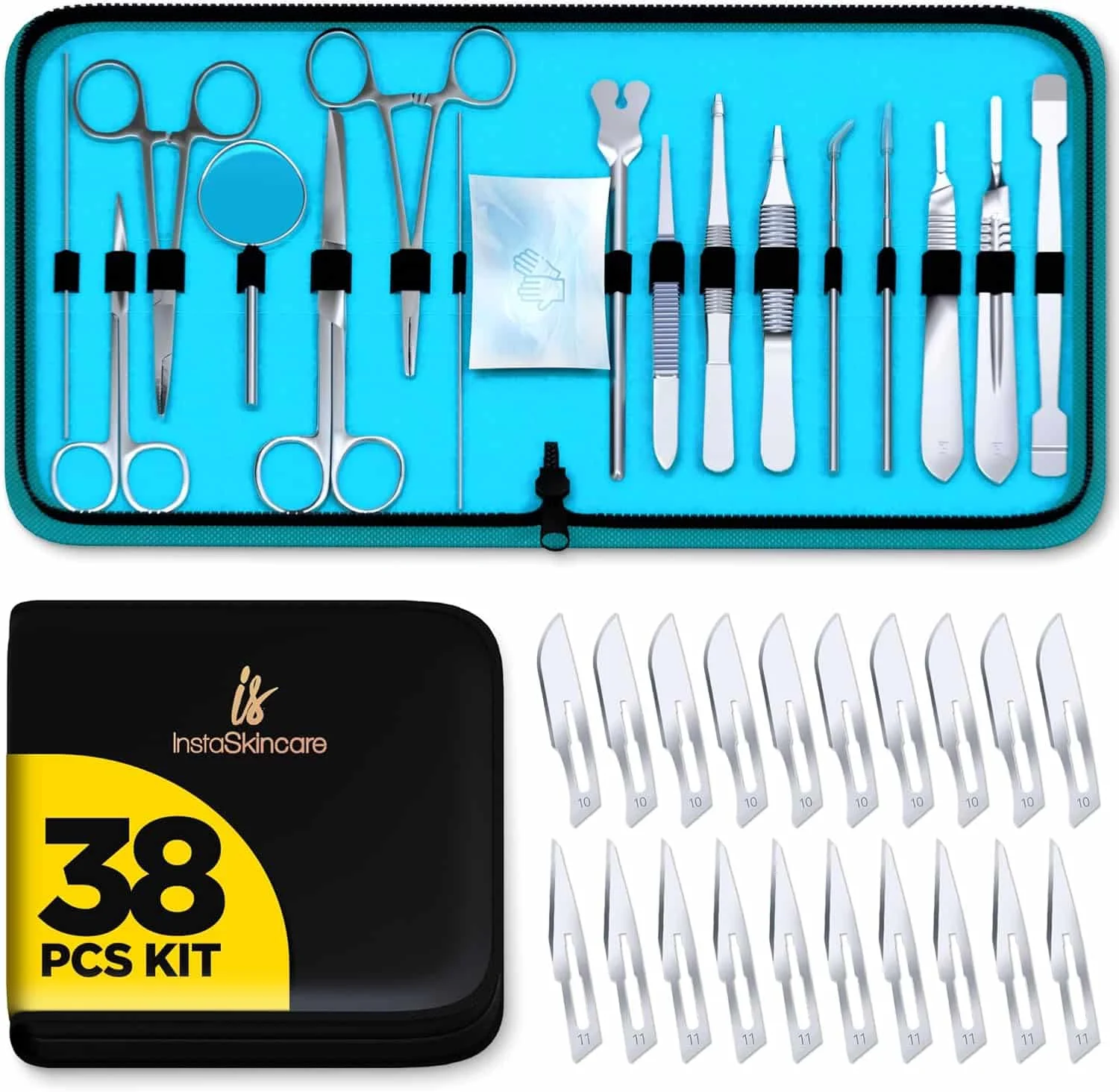 InstaSkincare Advanced Biology Lab Anatomy Medical Dissecting Dissection Kit Set with Scalpel Knife Handle Blades