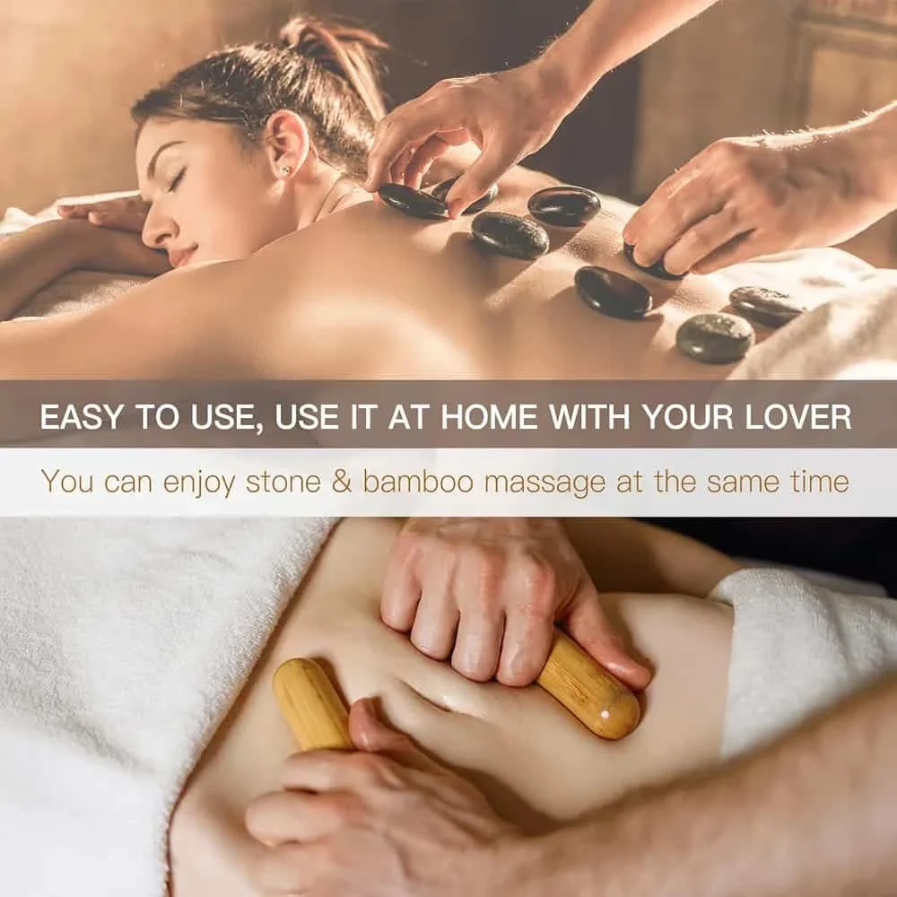 Massage Stones Set with Hot Rocks Bamboo - Image 8