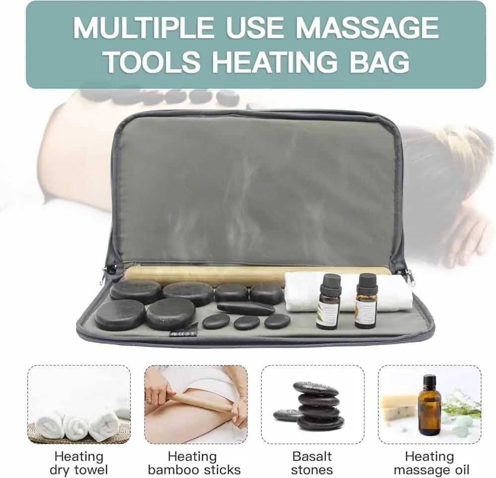 Massage Stones Set with Hot Rocks Bamboo - Image 5