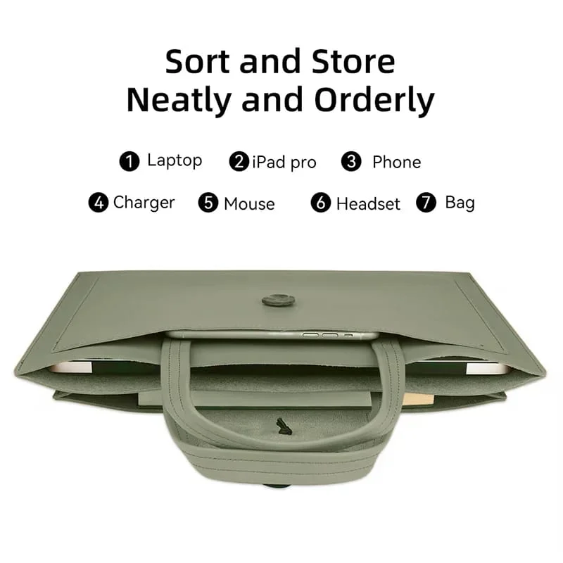 PU Leather Laptop Bag Notebook Case Carrying Briefcase for Macbook Air - Image 6