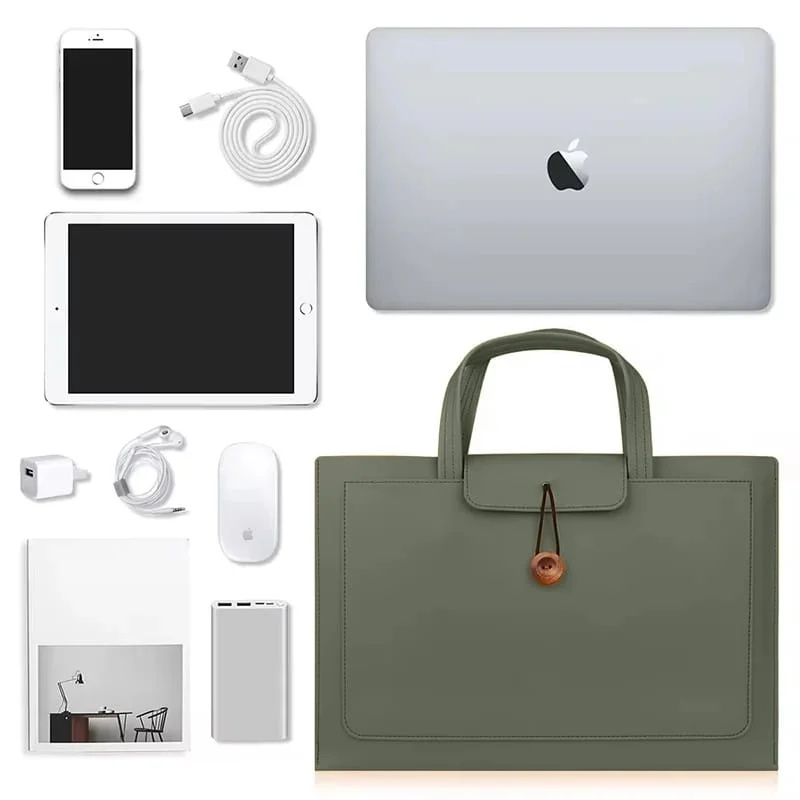 PU Leather Laptop Bag Notebook Case Carrying Briefcase for Macbook Air - Image 5