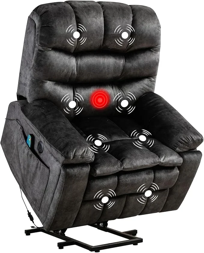 Phoenix Home Large Power Lift Recliner with Massage and Heat for Elderly
