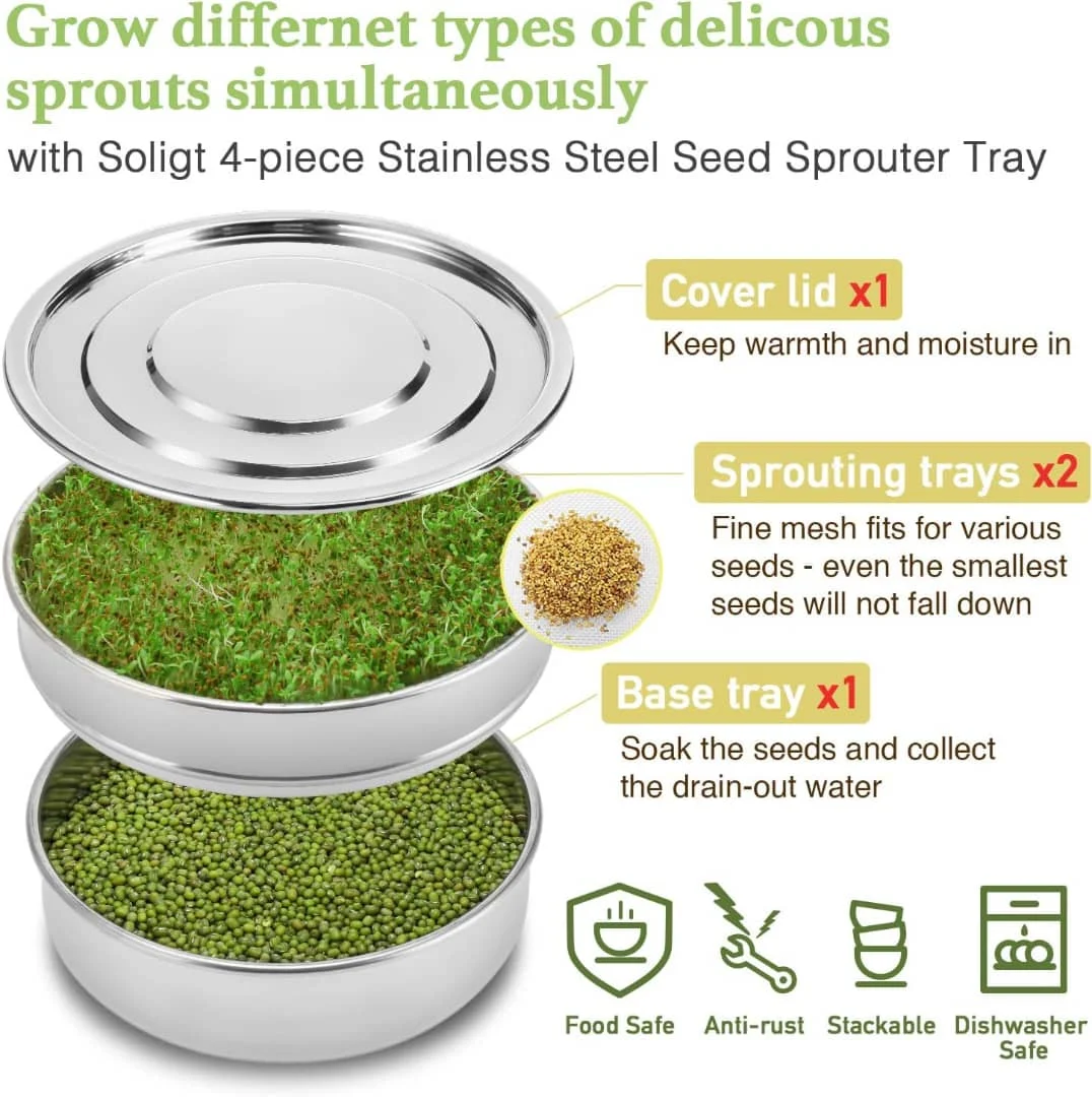 SOLIGT Stackable Stainless Steel Seed Sprouting Kit - Image 4