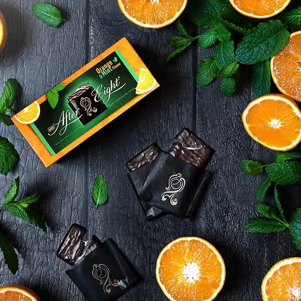After eight dark chocolate squares orange mint flavour.webp