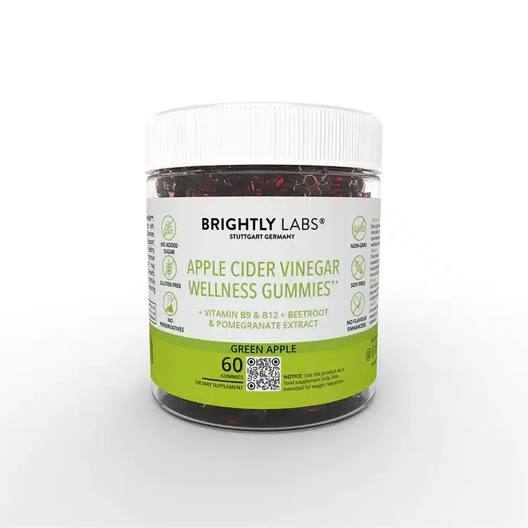 Brightly Labs Apple Cider Vinegar Wellness Gummies, Vitamin B9 and B12
