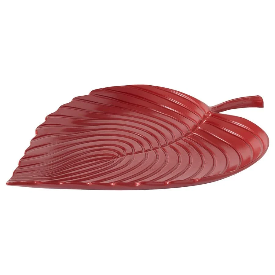 Decoration Plate, leaf red 31x23 cm