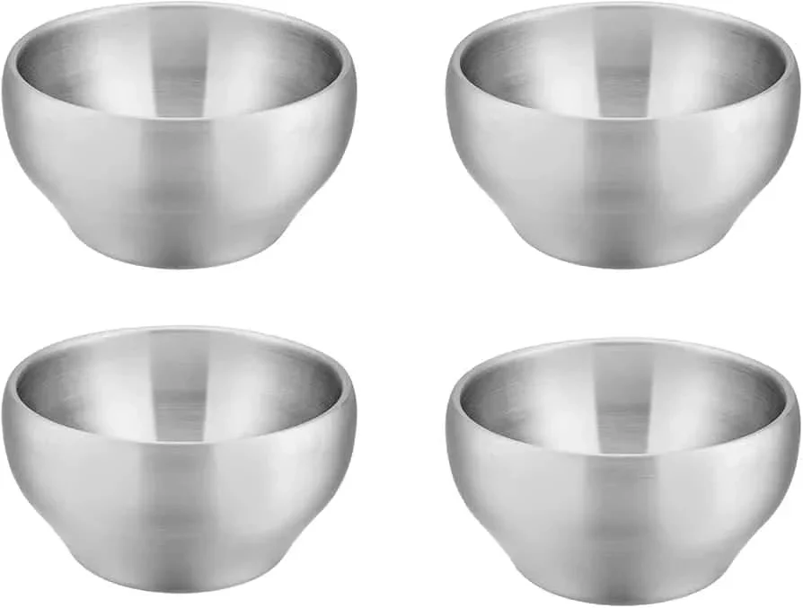 E-far Bowls for Kids Toddlers, Double-Deck SUS304 Stainless Steel Bowls for Baby Children, Healthy & Matte Finish, Insulated & Shatterproof