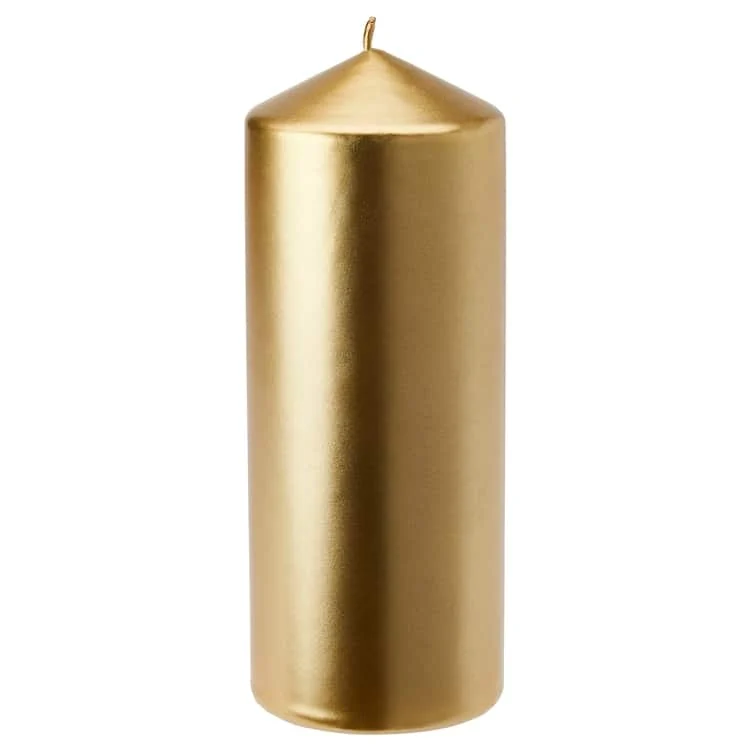Unscented pillar candle, gold, 45 hr