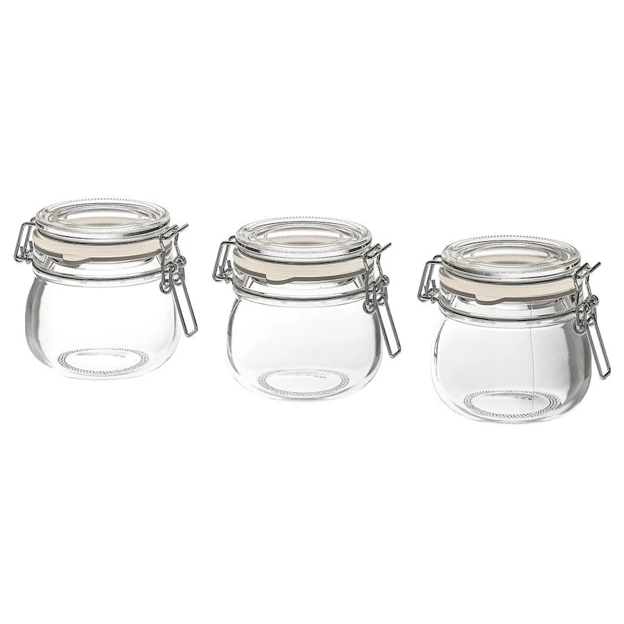 Jar with lid, clear glass, 13 cl