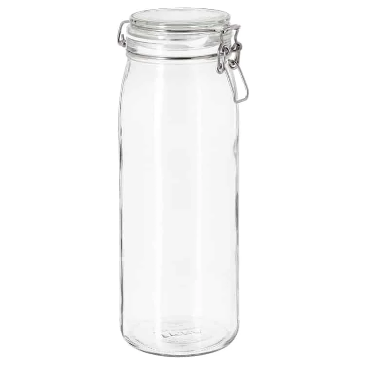 Jar with lid, clear glass