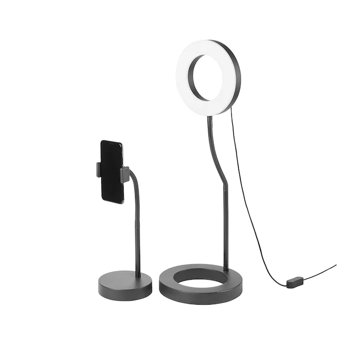 Ring light with phone holder