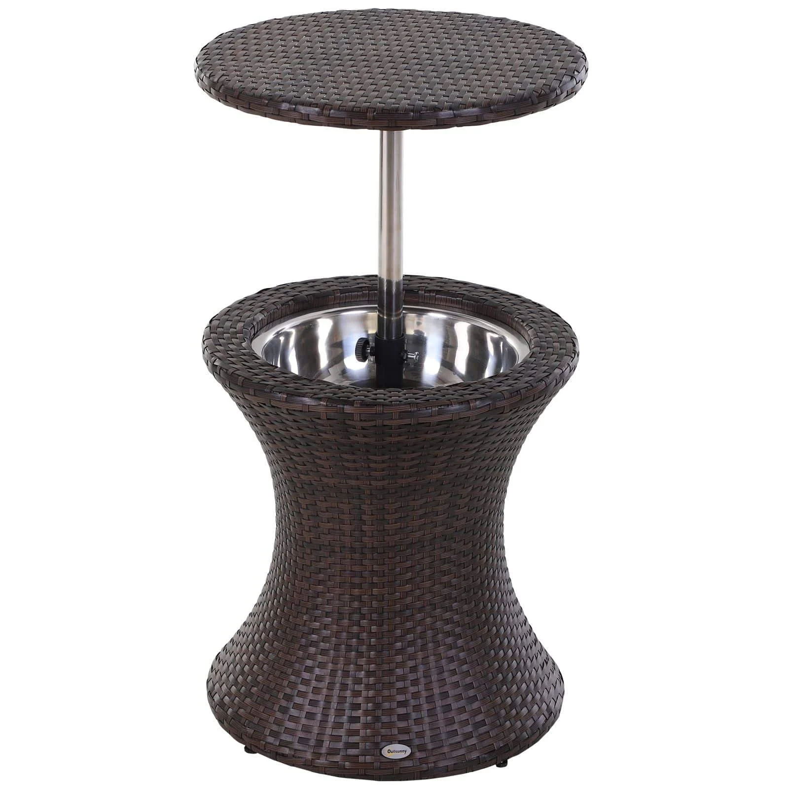 Rattan Ice Bucket W & Table Brown